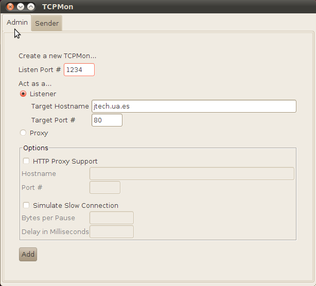 TCPMon: Crear nuevo monitor
