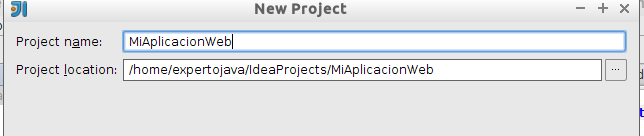 Nombre del proyecto IntelliJ