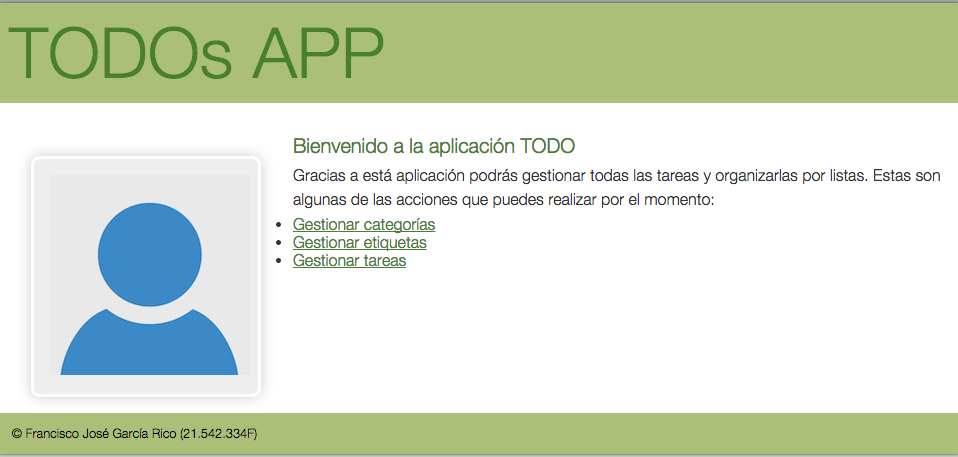 Ejemplo pantalla inicial aplicación TODO