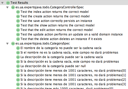 Todos los tests en verde