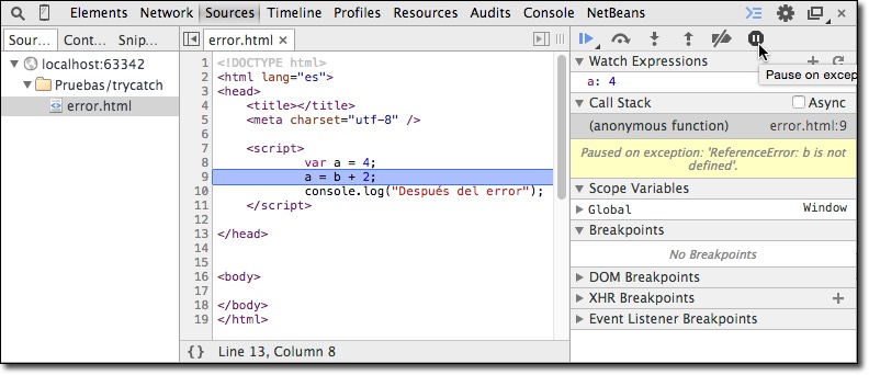 Debug en las DevTools