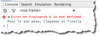 Consola tras try/catch