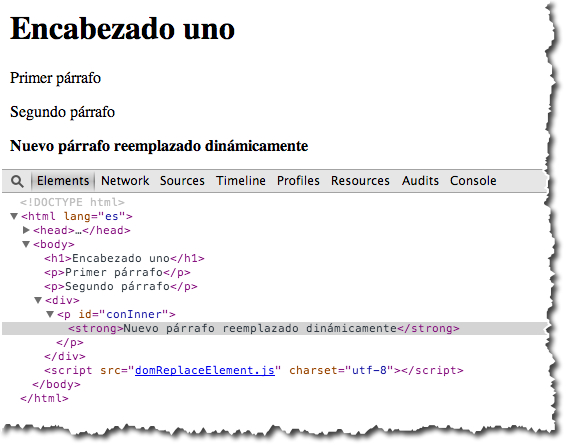 Sustituyendo un nodo con parseo HTML