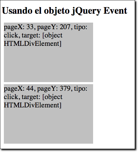 Ejemplo de uso del objeto jQuery Event