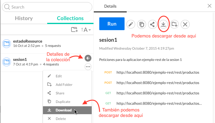 Podemos guardar nuestras colecciones en formato JSON