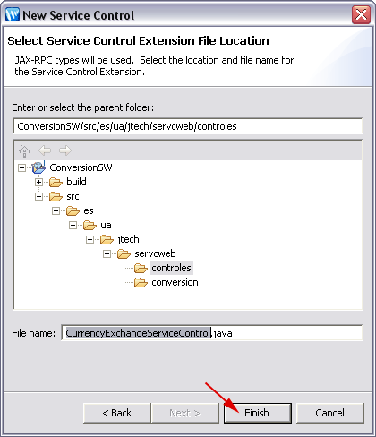Creación de controles para invocar servicios. Paso 3.