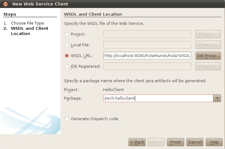Datos para la creaci&oacute;n del stub en el cliente