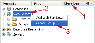 Gestor de servicios web de Netbeans