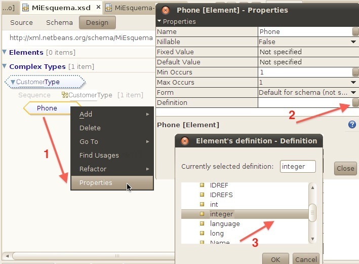 A&ntilde;adimos el elemento Phone a AddressType