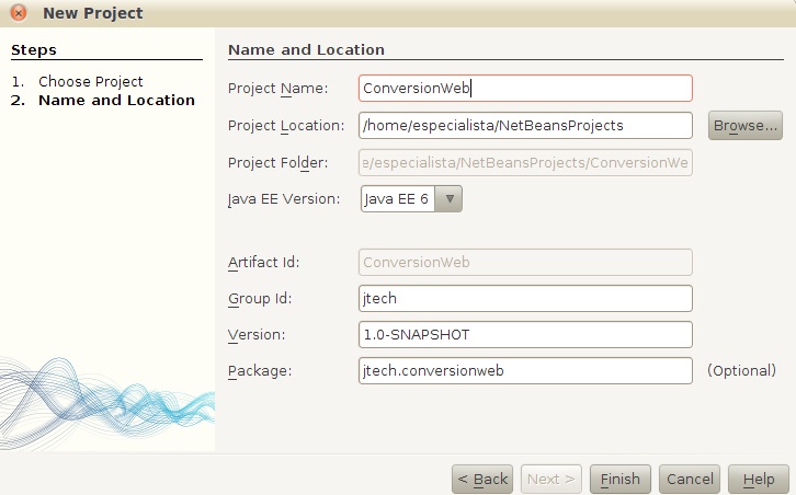 Creaci&oacute;n del proyecto ConversionWeb