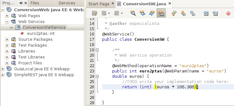 Implementaci&oacute;n de la operaci&oacute;n euro2ptas