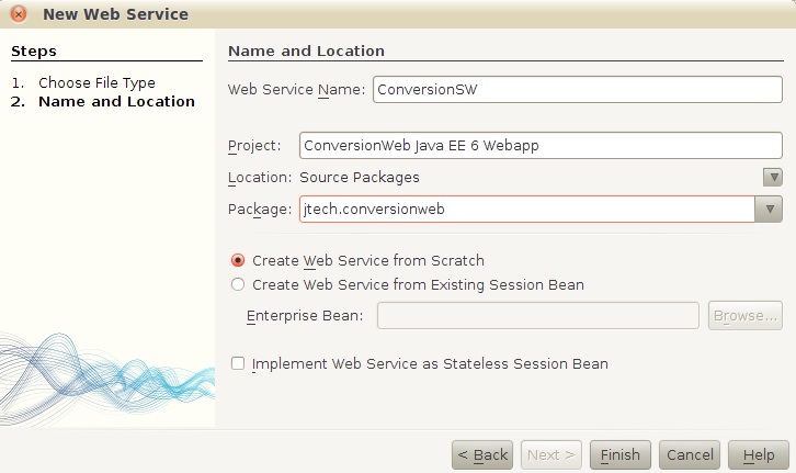 Creaci&oacute;n del servicio Web ConversionSW