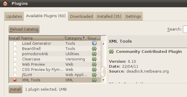 Instalaci&oacute;n del plugin XML
